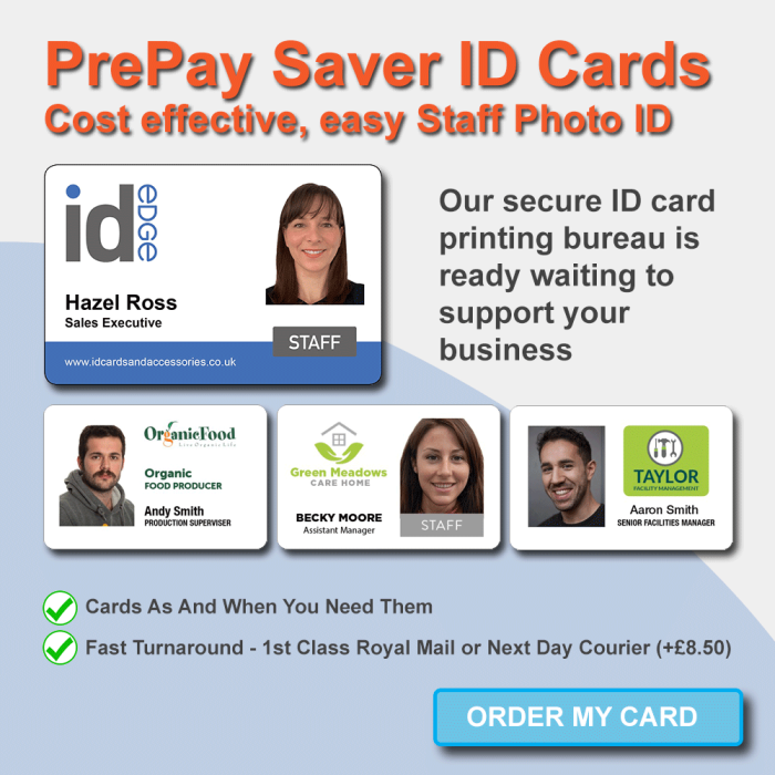 Staff ID card printing service.
